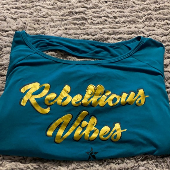 Rebel Athletic cheer top rebellious vibes teal gold - Picture 3 of 6